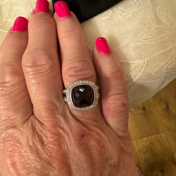 David Yurman 11mm Albion Amethyst and Diamond ring. - Picture 6 of 13